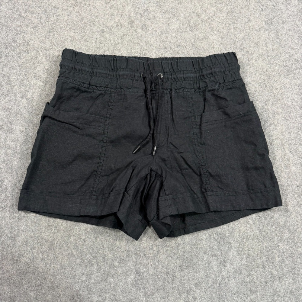 Athleta Black Cabi Linen 4" Pull-On Drawstring Chino Shorts Women's Size 2